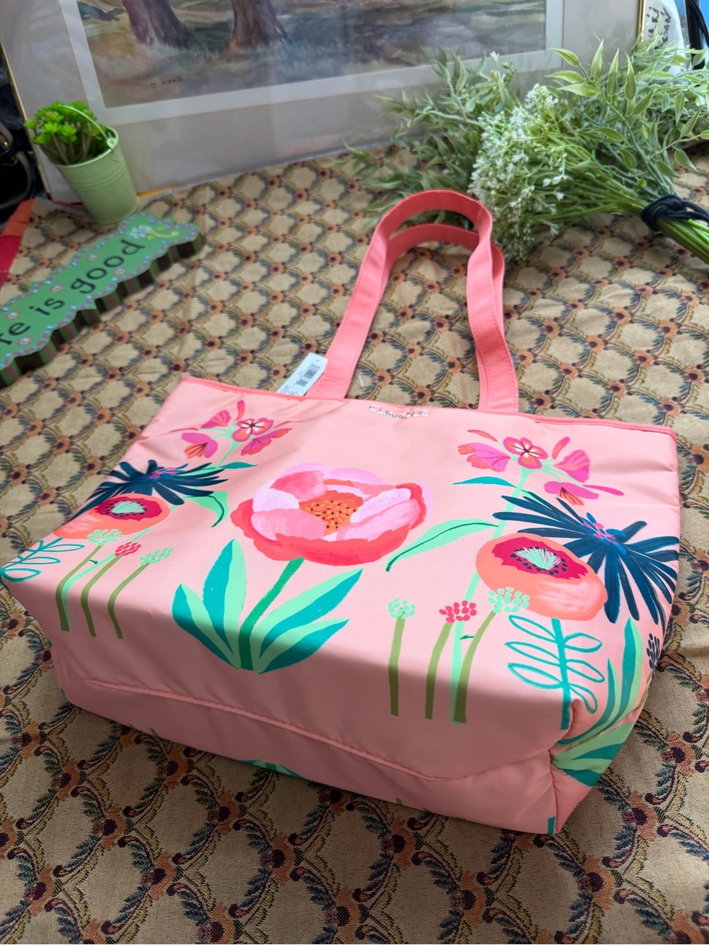 Floral Pink Tote Bag by